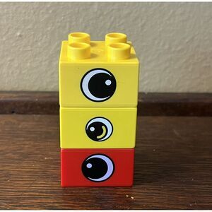 SET OF 3 LEGO DUPLO PRINTED EYES/LOGO PATTERN 2 X 2‎ BLOCKS #3437